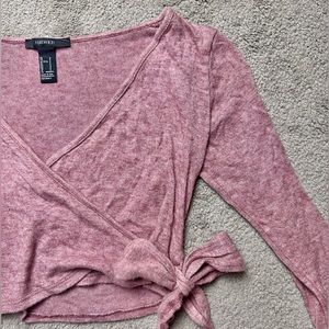 Long sleeve pink criss cross top